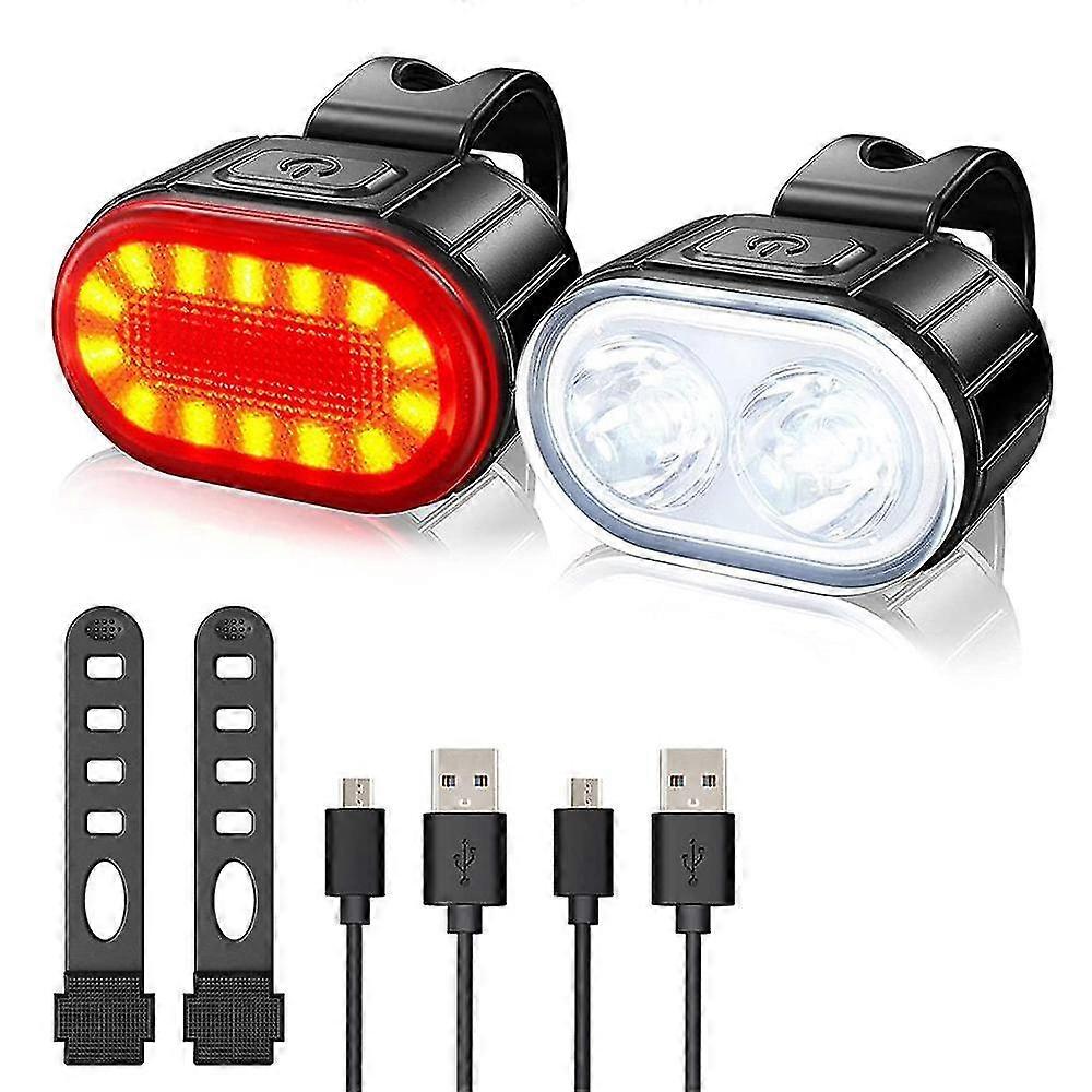 Bike Light Set, Front And Rear Bike Lights Usb Rechargeable Waterproof, Powerful Led Bike Lights, With Bike Bell, Lights For Mtb Electric Scooter Camp