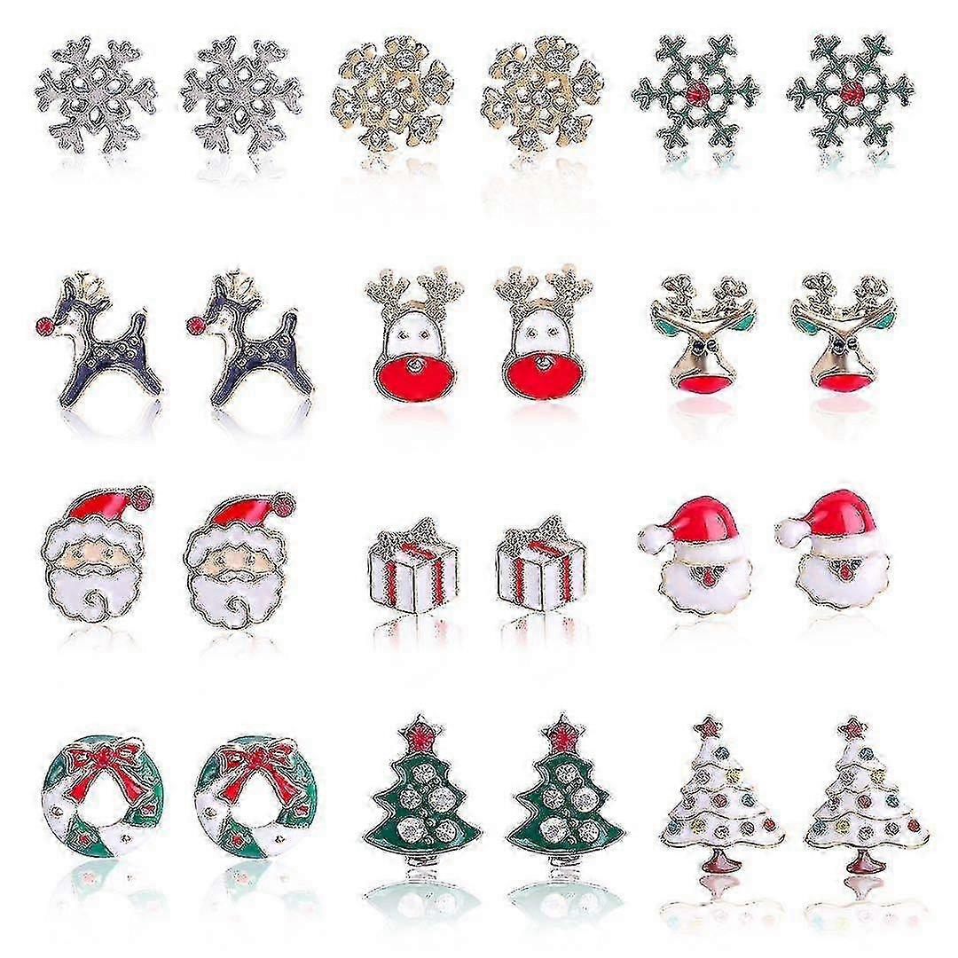 クリスマスイヤリング、ダイヤモンドをセットしたクリスマスイヤリング、スノーフレークベル、クリスマスイヤリング - クリスマスギフト