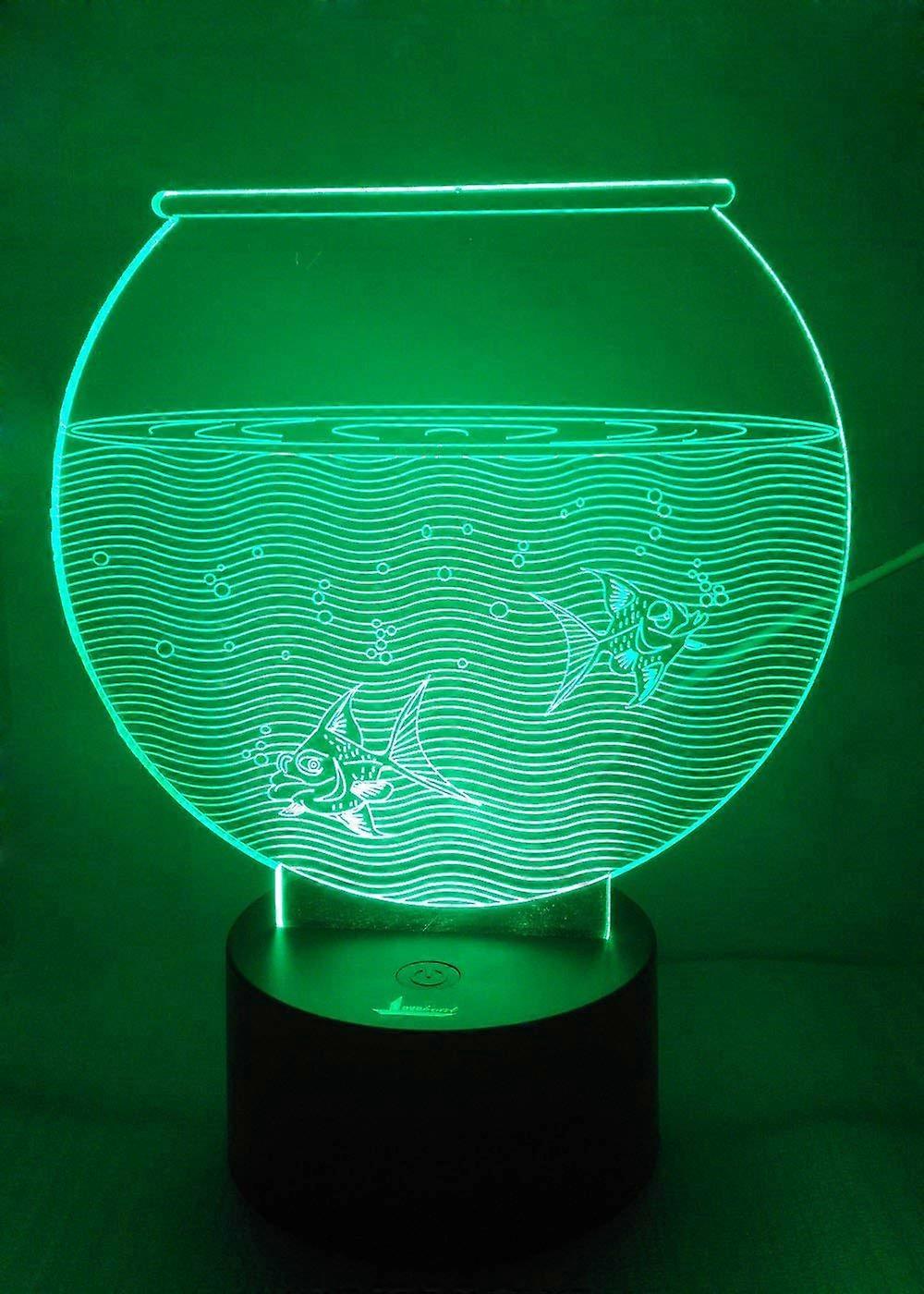 Fish Tank 3D Night Light LED Illusion Lamp Bedside Desk Table Lamp