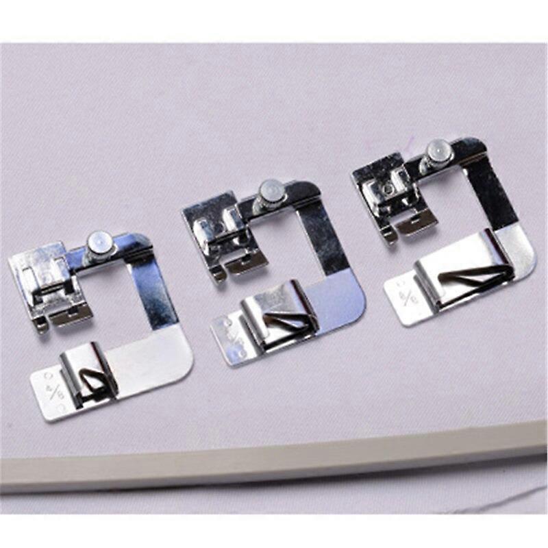 1xDomestic Sewing Machine Foot Presser Rolled Hem Feet Selvage Crimping Presser Household Sewing Machine Accessories Practical