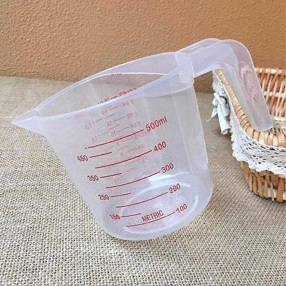 Measuring Jug Plastic Measuring Cup with Scale Handle Transparent Measuring Cups Nesting Stackable Container for Liquids Dry Solid (500ml)1pcs
