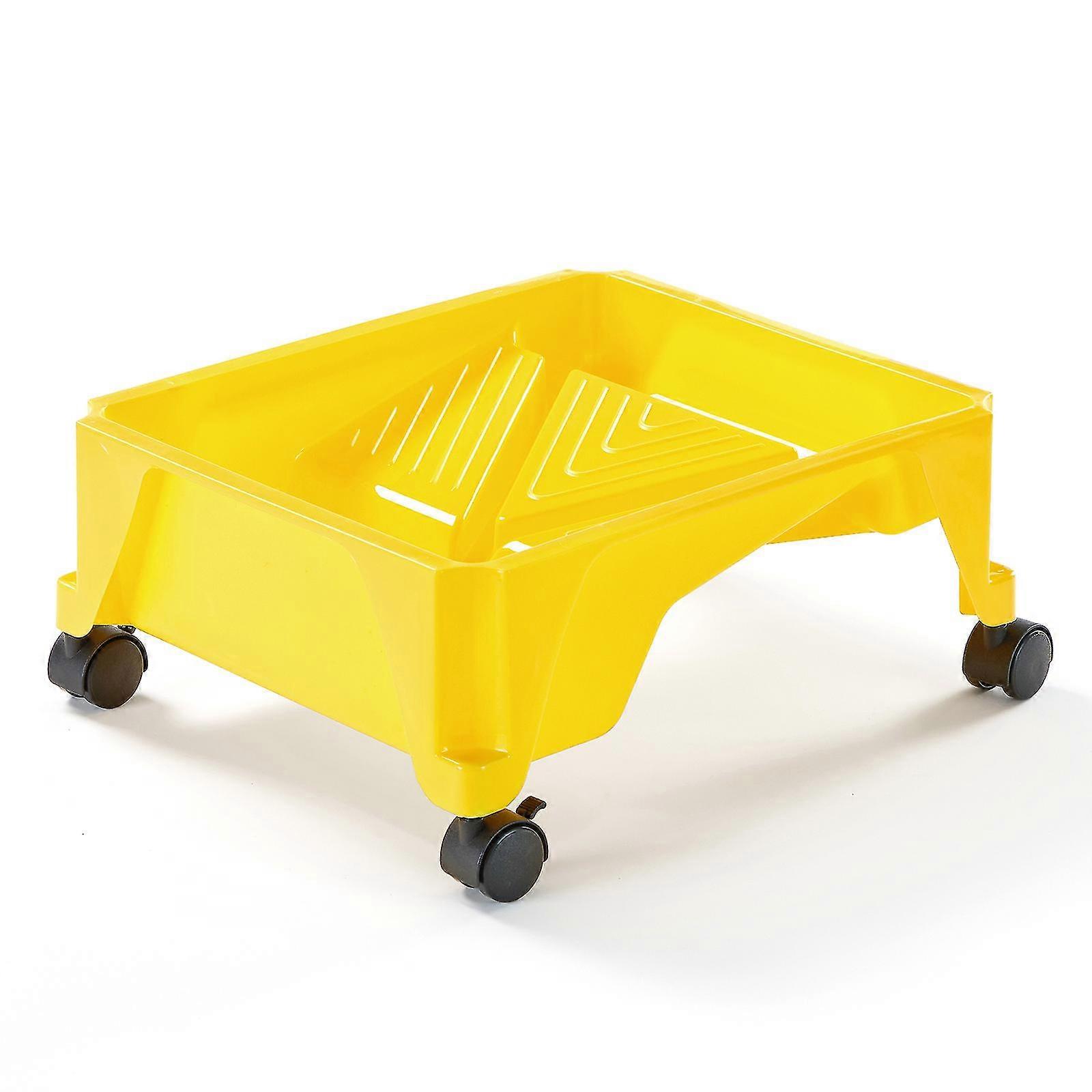 Plate Paint Tray On Wheels Ornament Diy Safe Pp Yellow Sturdy Construct Convenient Instrument Home Tool