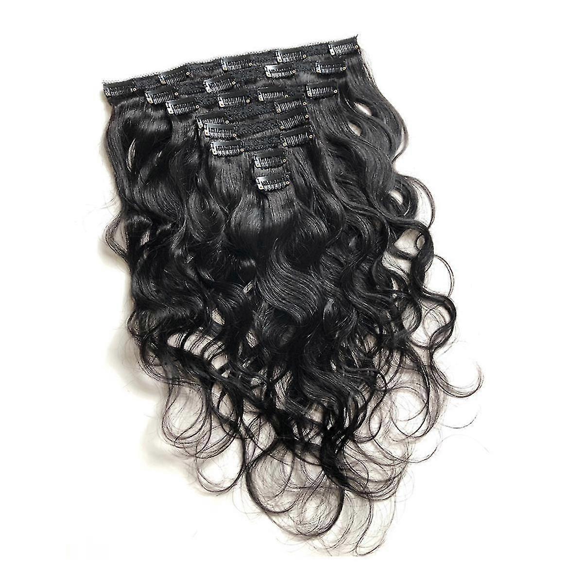 Grampos de onda de água em extensões de cabelo, cor natural, peruca, grampo de 10 polegadas