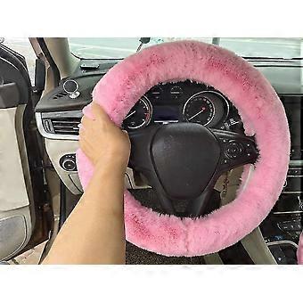 Housses Volant Voiture Fausse Fourrure Hiver Rose Léopard - Set 3 Pièces Universel