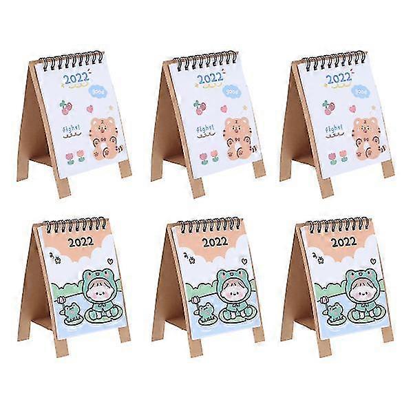 6pcs Desk 2022 Calendar Creative Desktop Small Calendar Student's Plan Notebook