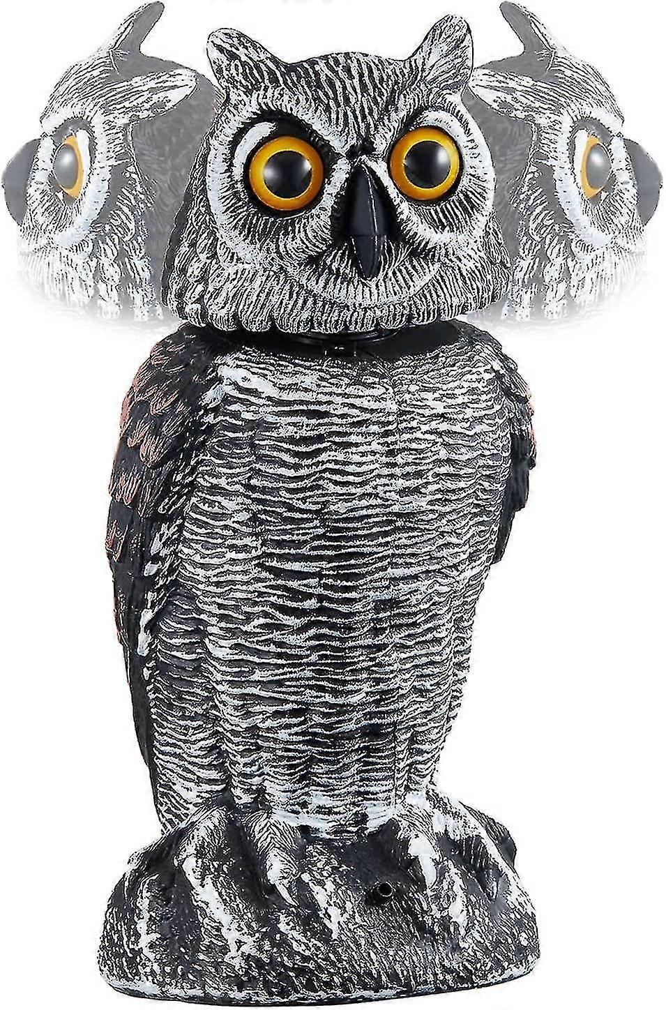 Plastic Owl Scarecrow Sculpture With Swivel Head - Smart Sensing Sound Function