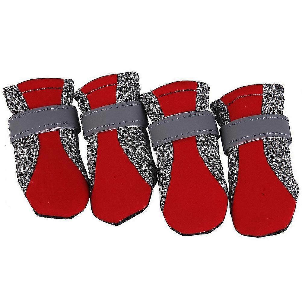 4pcs Pet Dog Shoes Non-slip Soft Sole Breathable Mesh Adjustable Straps Boots