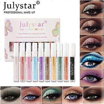10 Couleurs fard paupires liquide scintillant brellant tallique longue dure tanche Kit de lueur haument pigmente diamant nacr cosmtique , kleuren