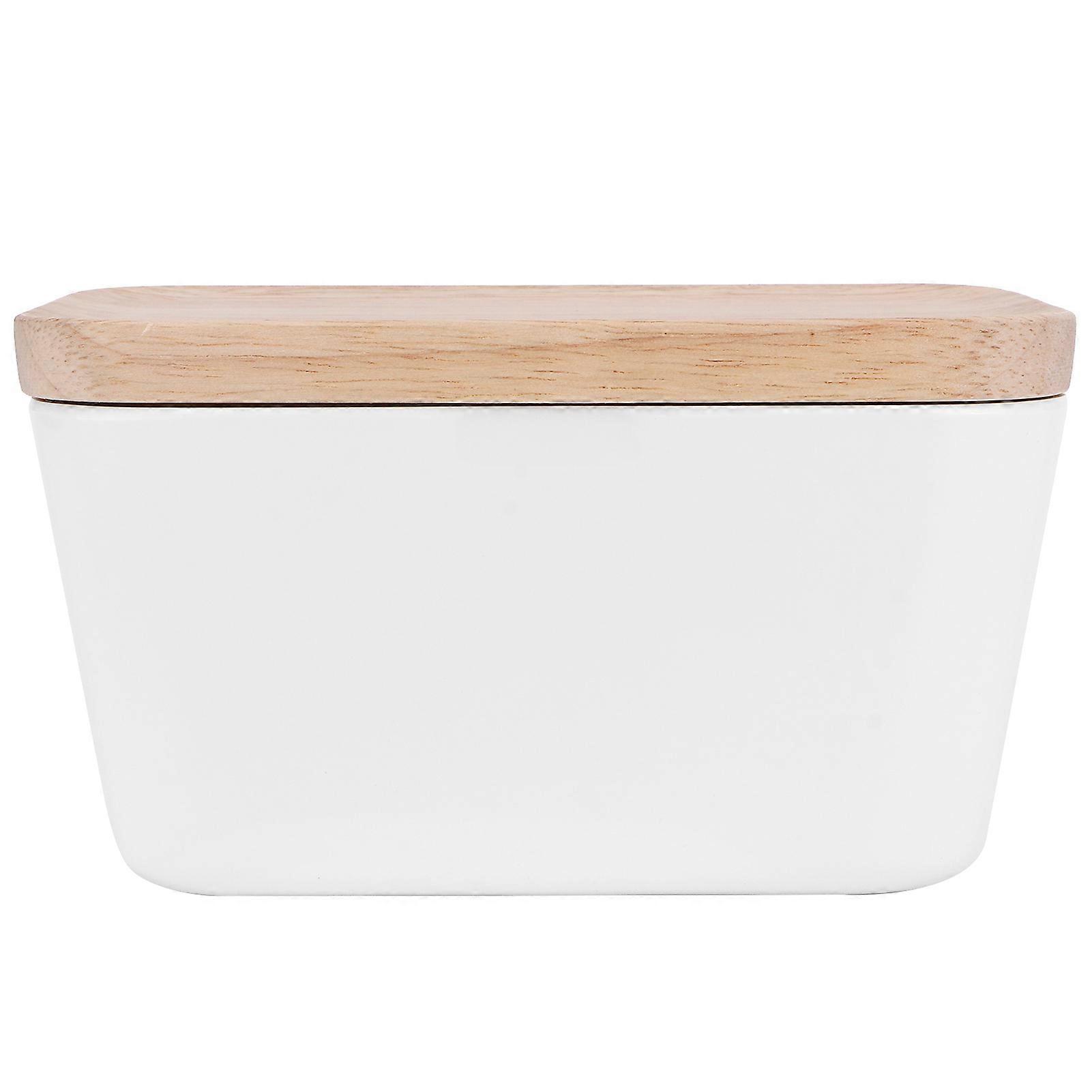High-Quality Wood-Top Butter Dish Box (500ML) with Spreader Cutting Board
