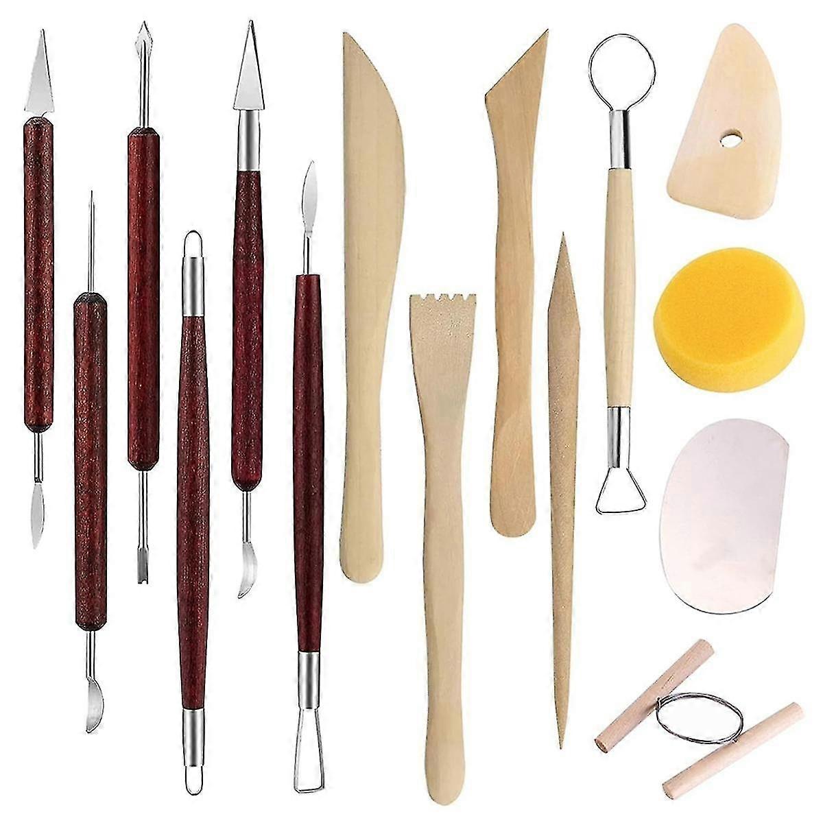 15PCS Pottery Carving Tools, Air Dry Polymer Clay Sculpting Tools Set, Clay Tool Kit for Kids Begin 