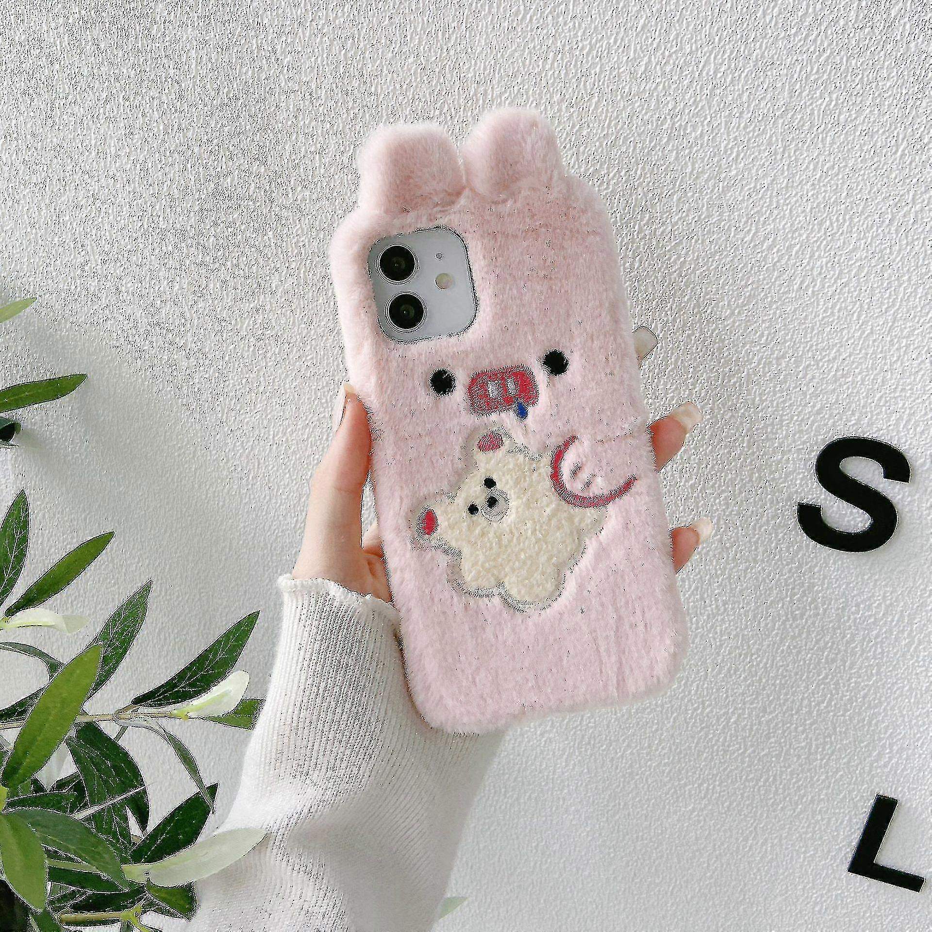 Cute Girls Fluffy Plush Cat Phone Case Cover For Iphone 7 8 Xs Xr 12 13 Pro Max