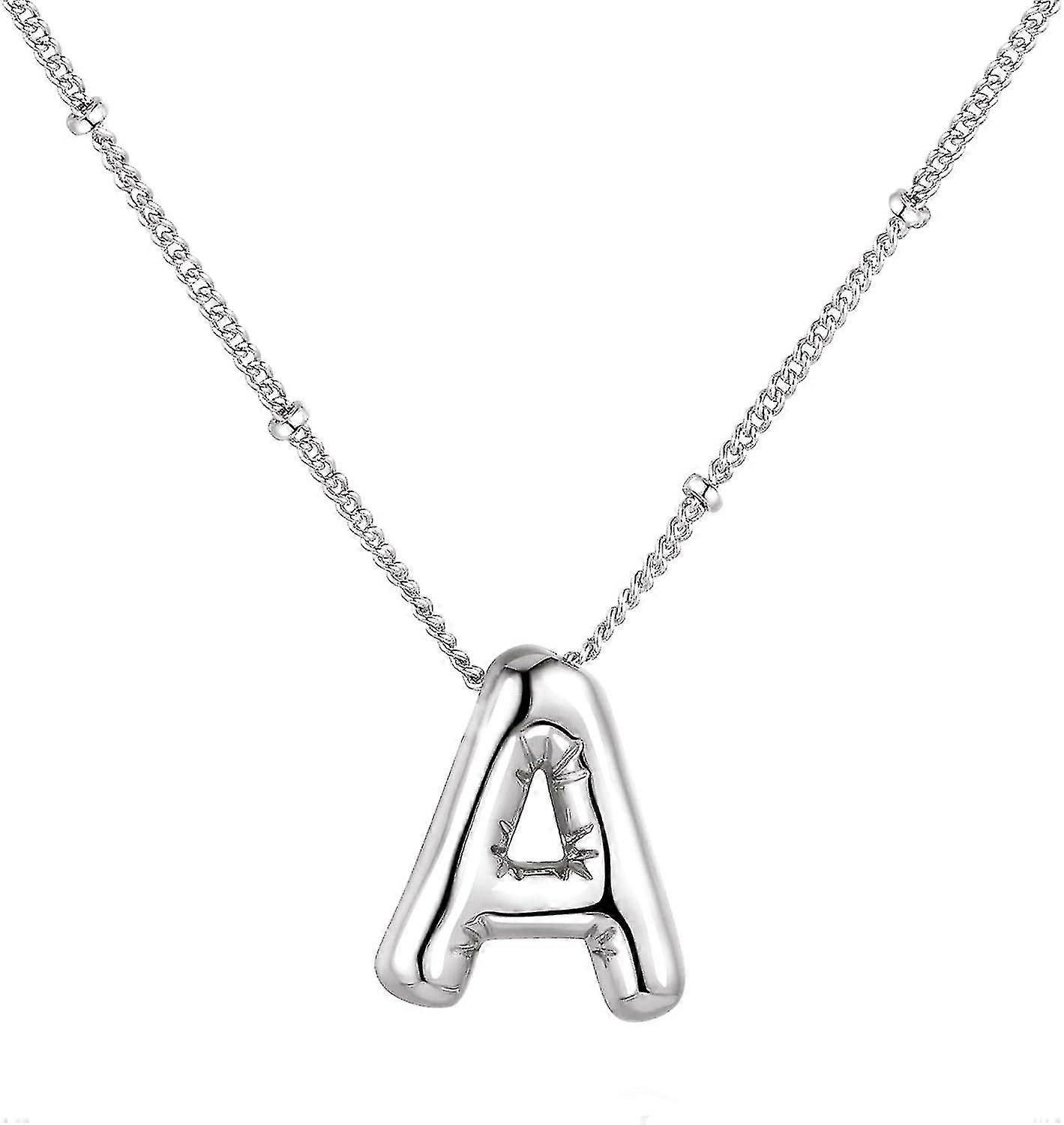 فقاعة رسالة قلادة بالون القلائد الأولية للنساء الفتيات لذيذ الأبجدية قلادة 14K مطلية بالذهب اسم منتفخ شخصية هدية مجوهرات