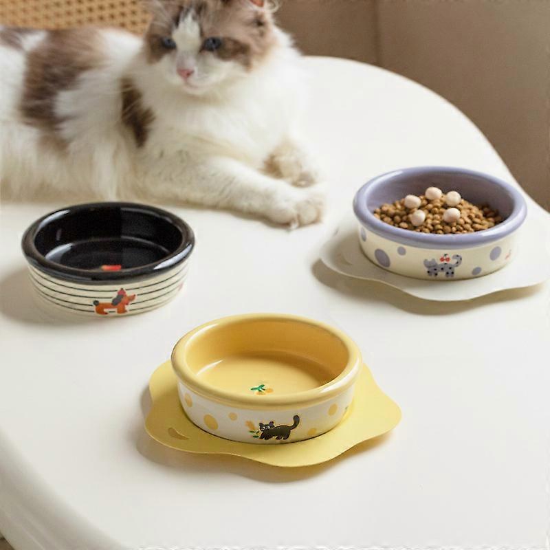 Ceramic Anti-Tip Thick Rim Pet Bowl for Neck Support Easy Feeding