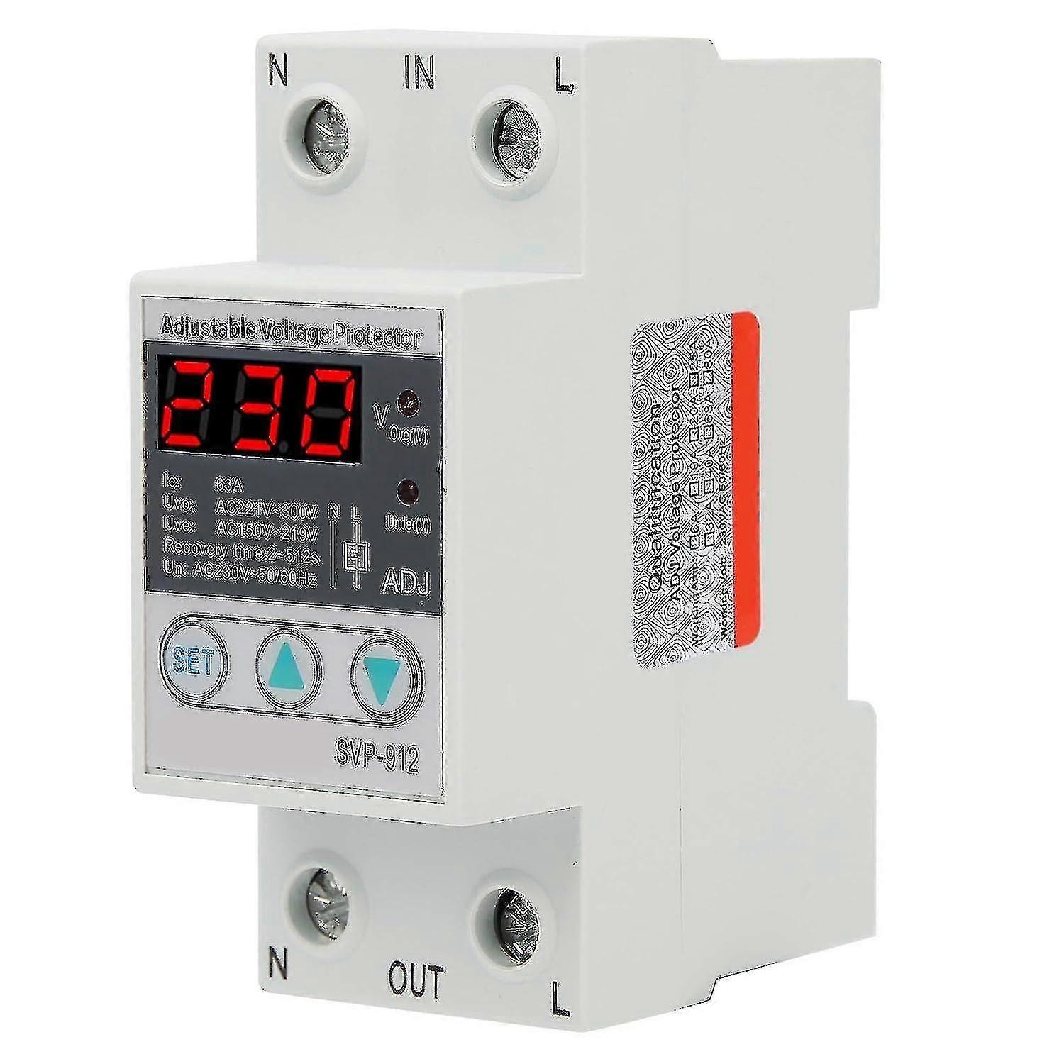 Voltage Protector, Adjustable Over-voltage Under-voltage Protection, Led Display Voltage Stabilizer Surge Protector Current Stabilizer Voltmeter Svp91