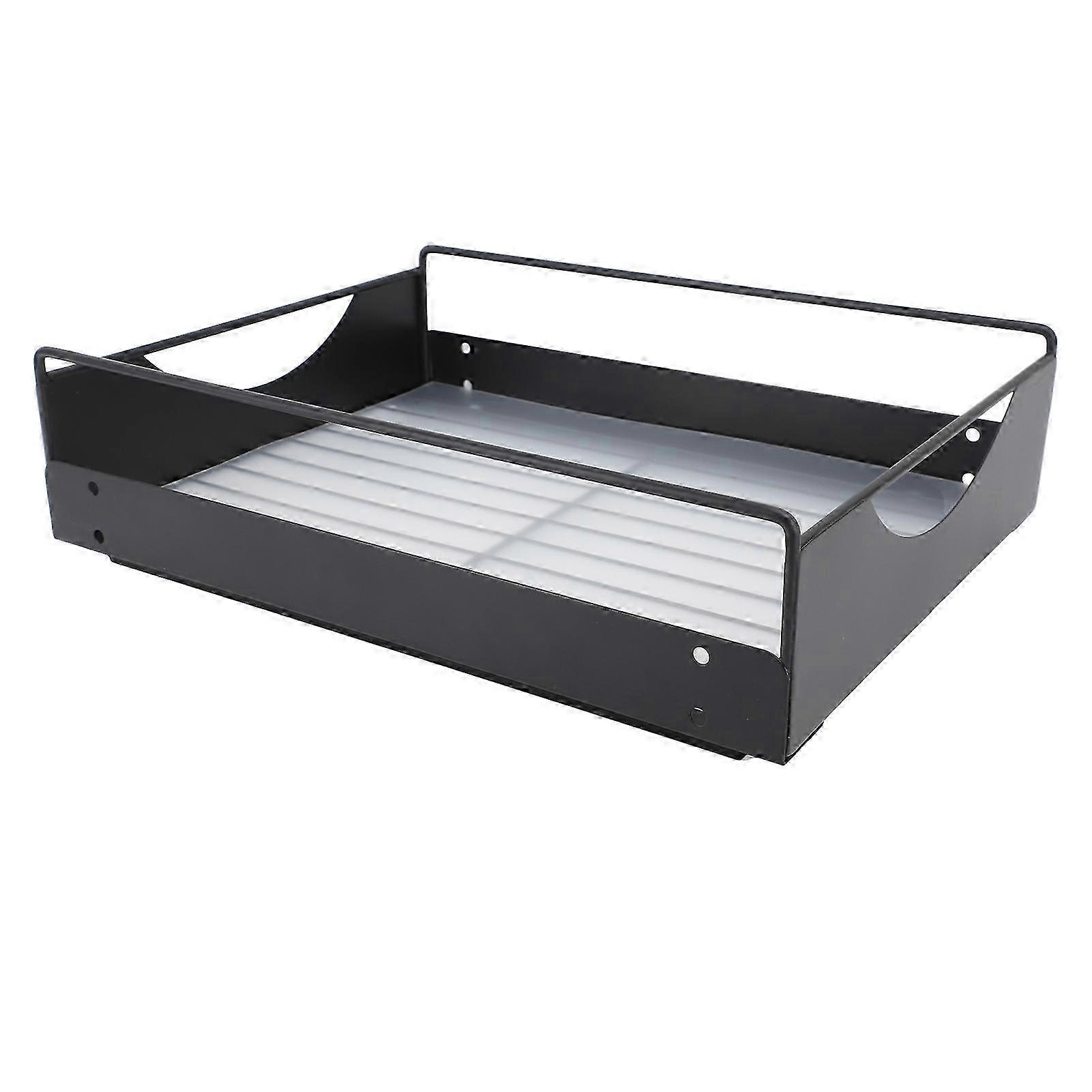 Pull Out Cabinet Organizer Black Smooth Sliding Carbon Steel Pantry Shelves for Bathroom Wardrobe 302x401x115mm