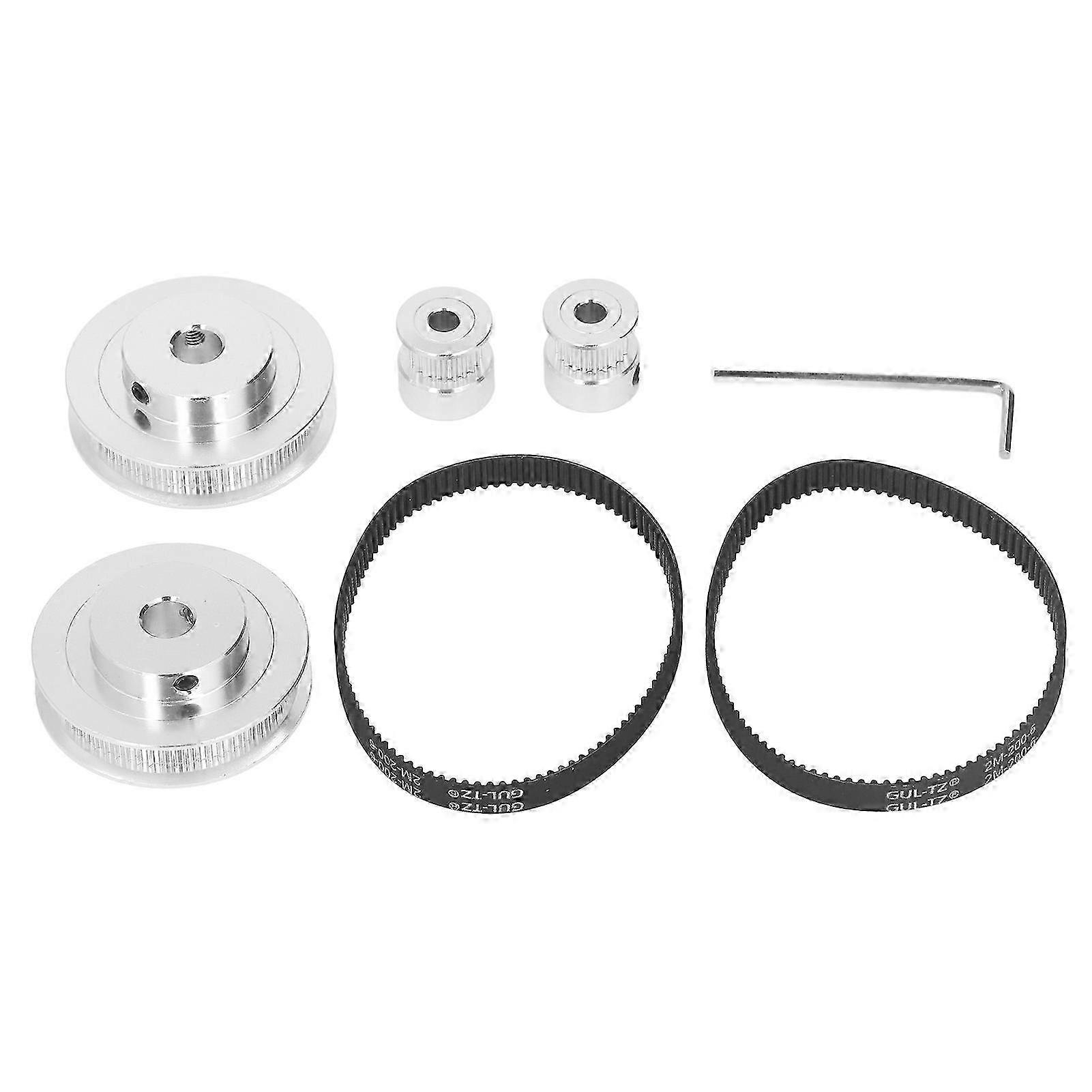 GT2 Timing Pulley Set with 60T and 20T Aluminum Alloy Synchronous Wheels for 6mm Belt, Includes 200mm Length 2Pcs