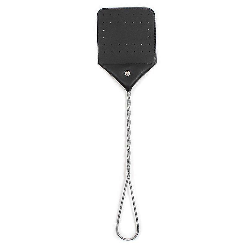 Läder Fly Swatter Heavy-Duty Wire Handle Fly Swatter Manuell Mosquito Swatter, Svart