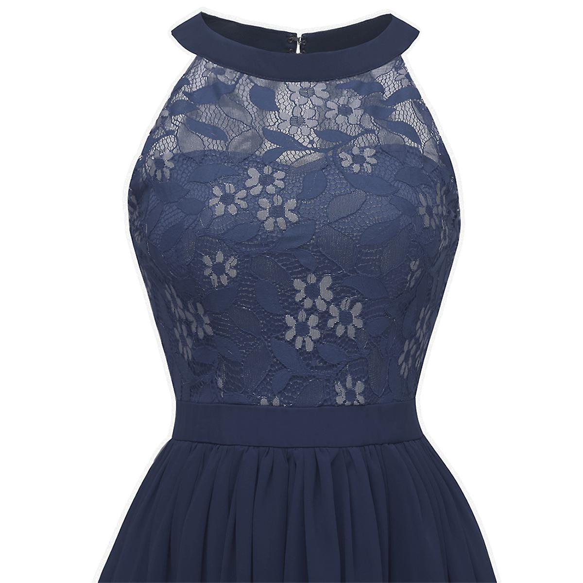 Kaxidy Women's Elegant Sleeveless Wedding Bridesmaid Dress Navy Blue