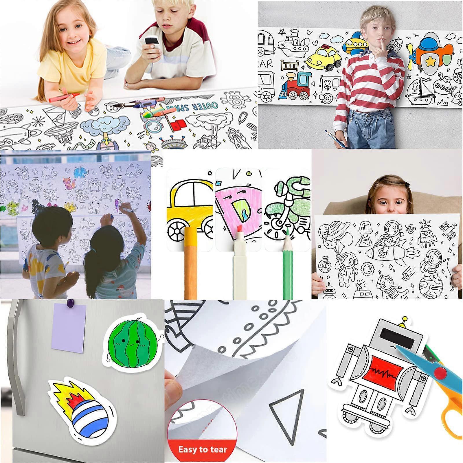 Children's Drawing Roll Drawing Paper Roll Graffiti Crafting Drawing Paper Roll DIY Painting Drawing Color Filling Paper for Kids