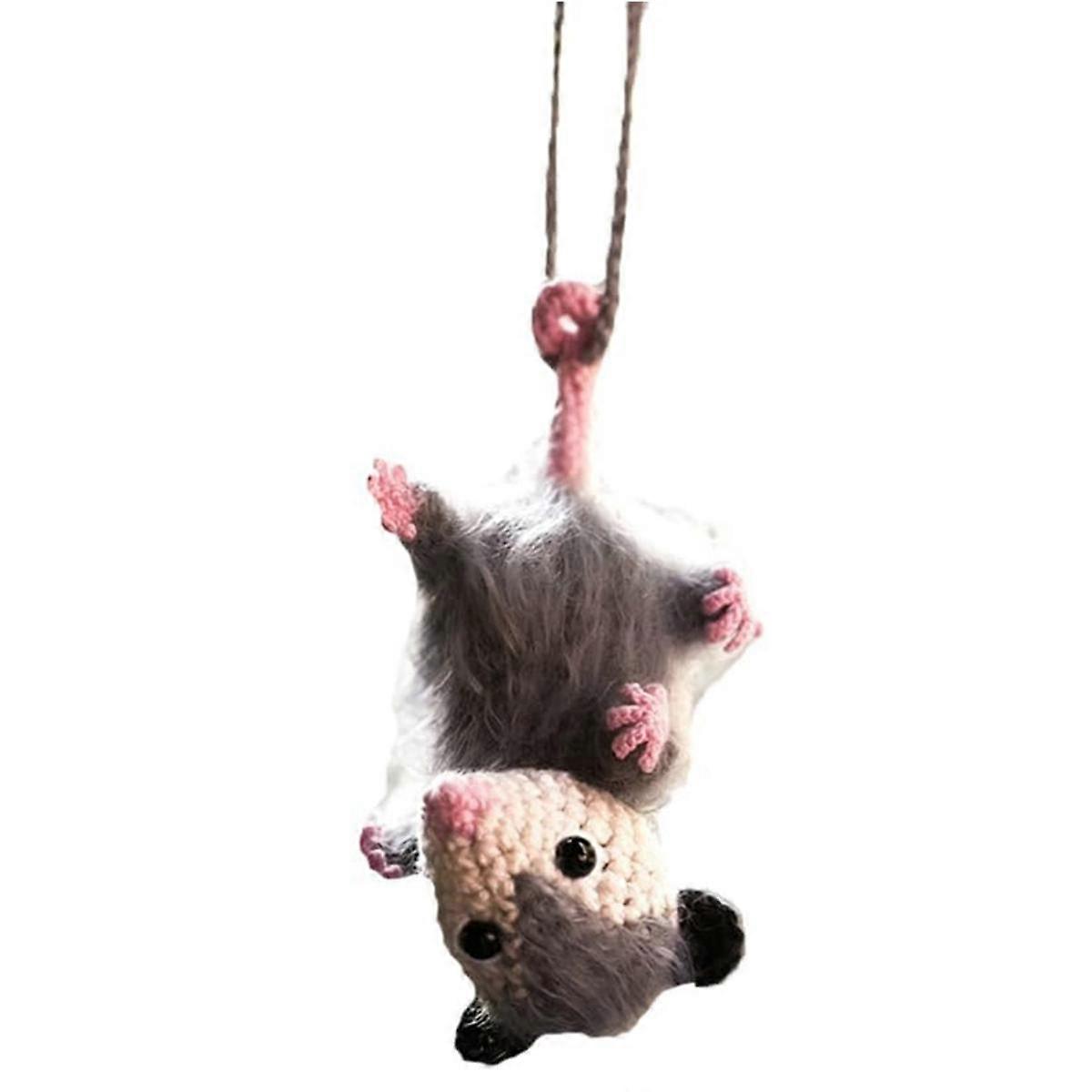 Κρεμαστό αυτοκίνητο Opossum, χαριτωμένο κρεμαστό αυτοκίνητο Possum, χειροποίητο κρεμαστό καθρέφτη αυτοκινήτου Possum με κροσέ, αξεσουάρ διακόσμησης