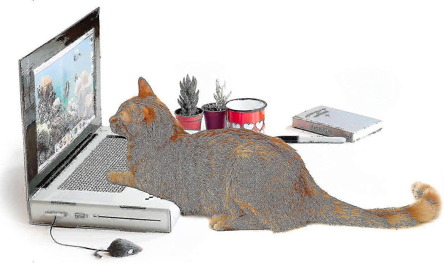 كمبيوتر محمول Cat Scratcher ، كمبيوتر محمول Cat Scratch Pad مع ألعاب Cat تفاعلية "ماوس" رقيق ، وسادات خدش Cat Kitten M.46