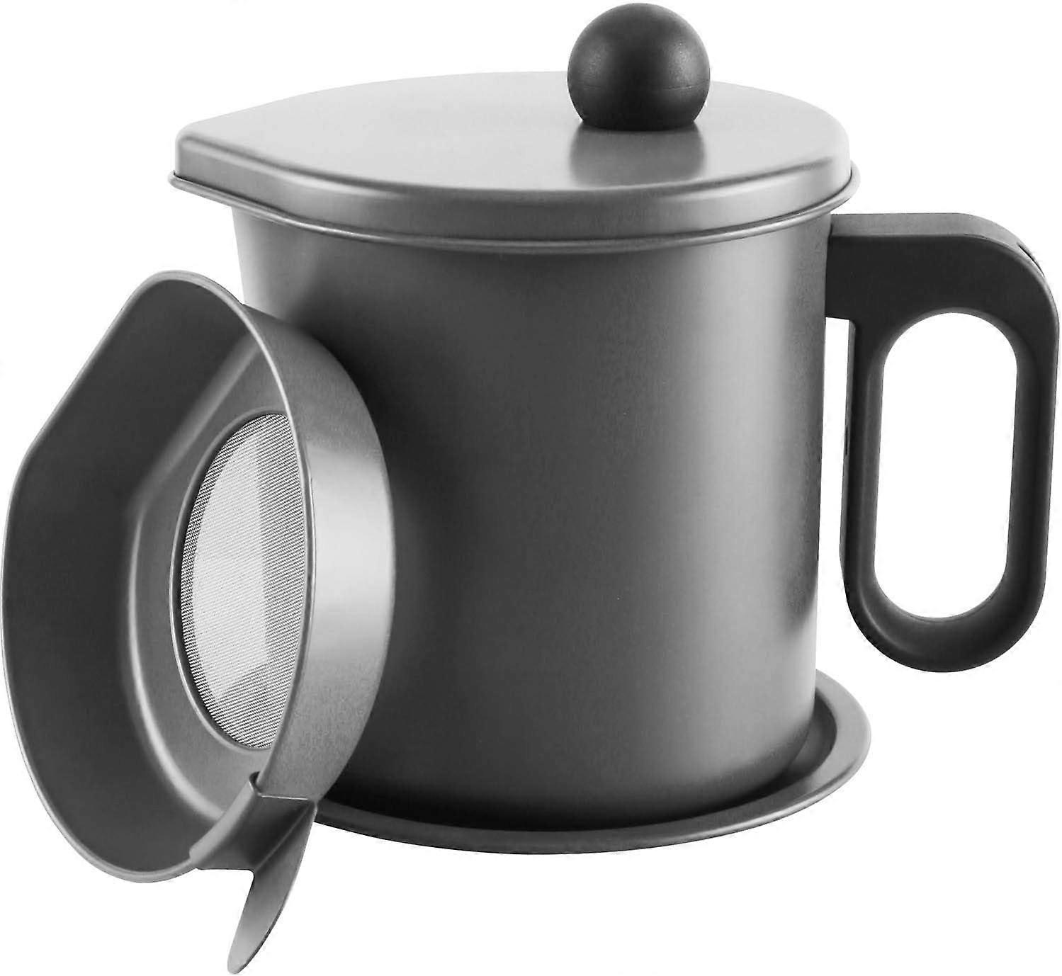 Grease Container Grease Storage Can, 1.7L Cooking Oil Container with Strainer Oil Strainer Pot