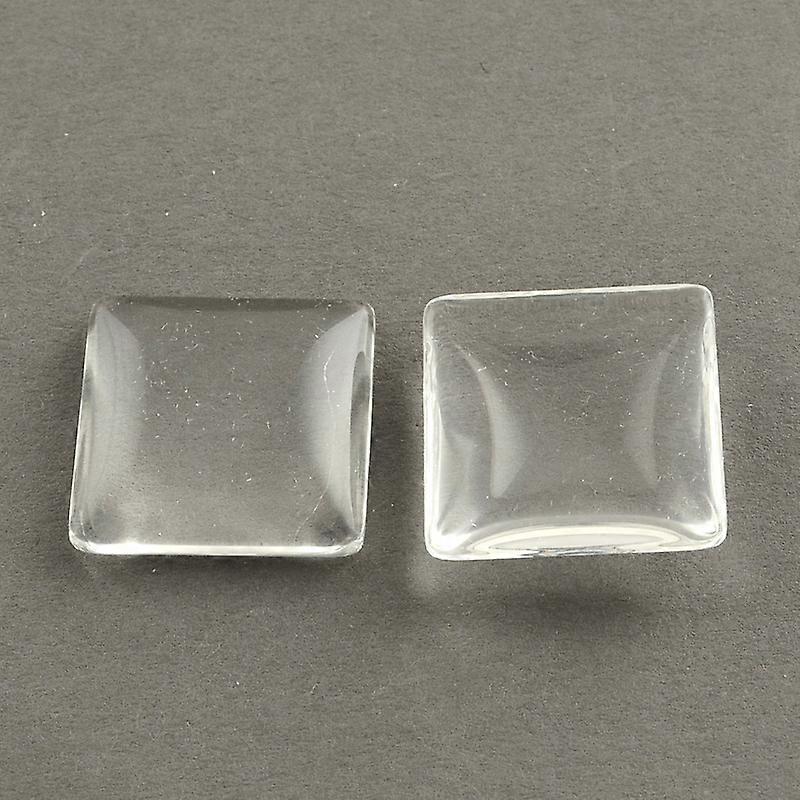 Transparent Glass Square Cabochons Clear 12x12x4mm