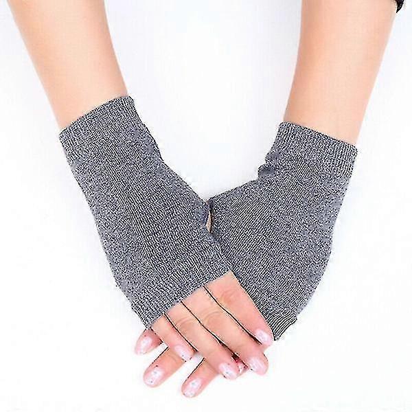 Fingerless Arm Warm Winter Gloves Hand Long Warmer Grey