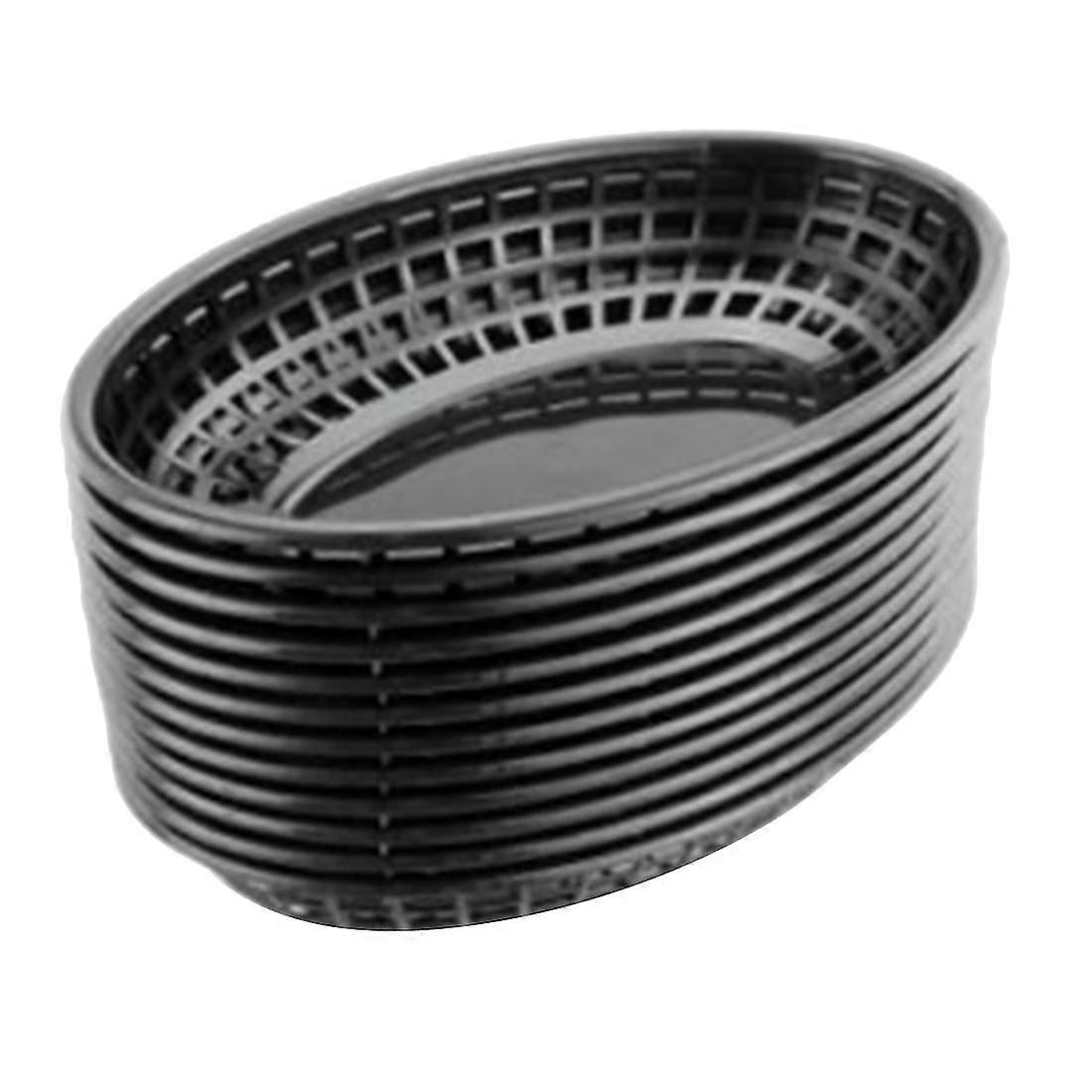 12 Pcs Plastic Fast Food Baskets Oval Serving Platter Breakfast-MXBC