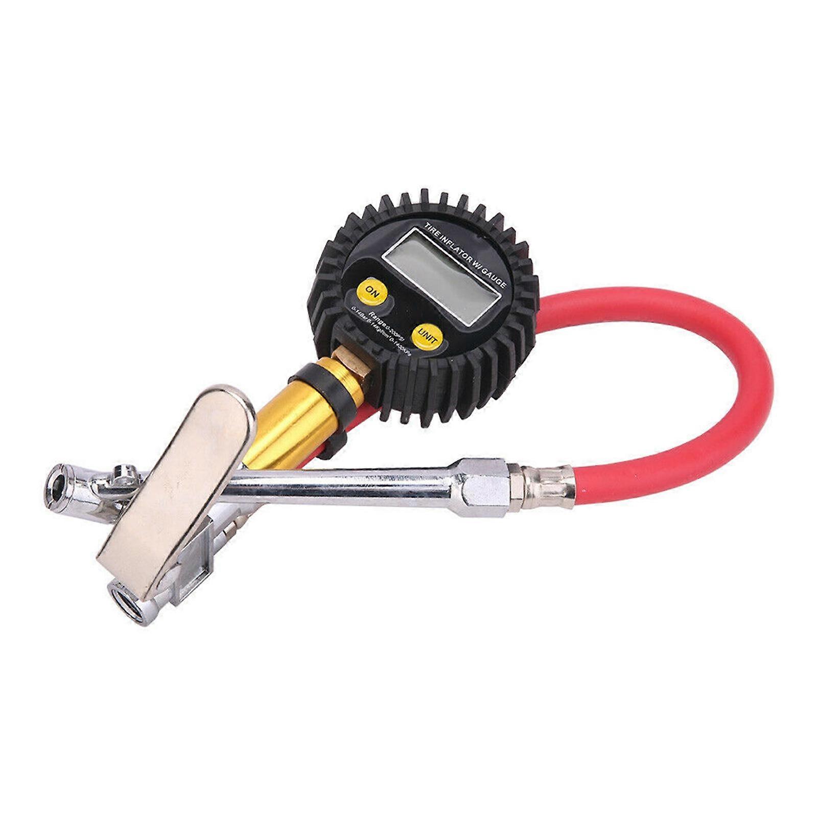 LCD Display Tire Pressure Gauge with Rubber Hose Ergonomic Design 200PSI Digital Tire Inflator Pressure Meter Automotive Tools