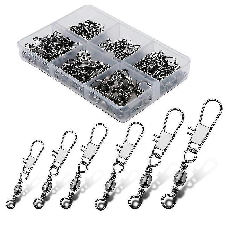 100Pcs Fast Spin Fishing Bait Line Connector with Interlocking Snap Buckle Solid Rings Fishing Line to Hook Clips Connectors,Size #4#6#8#10#12