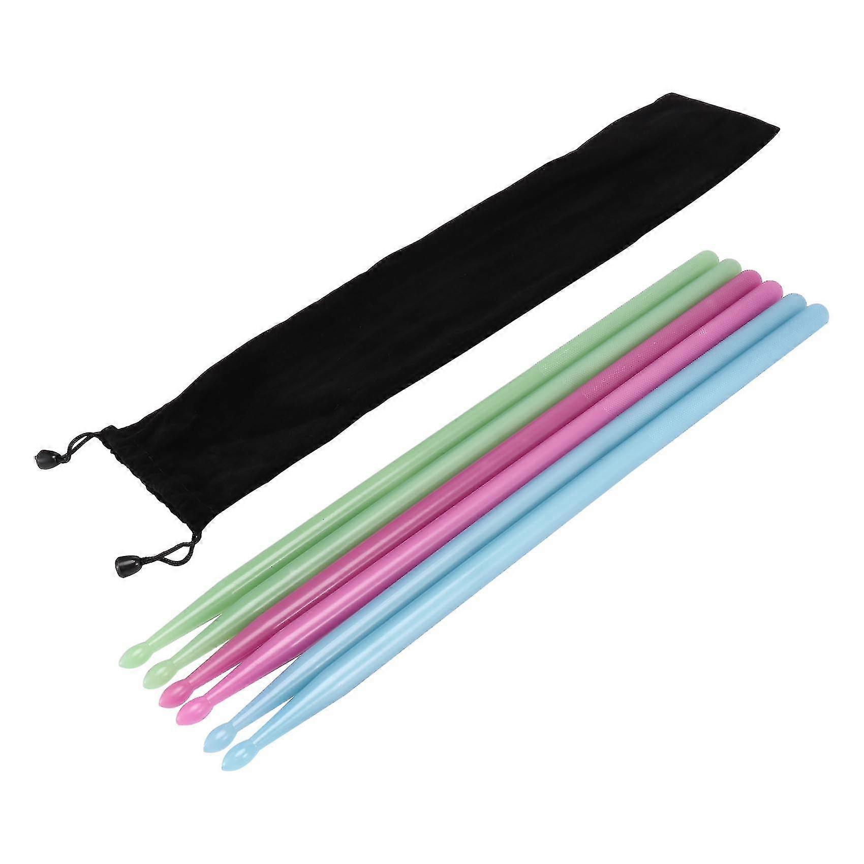 3 Pair Professional Luminous Drum Sticks 5a Nylon Drumsticks Colorful Drum Stick Drum Percussion In