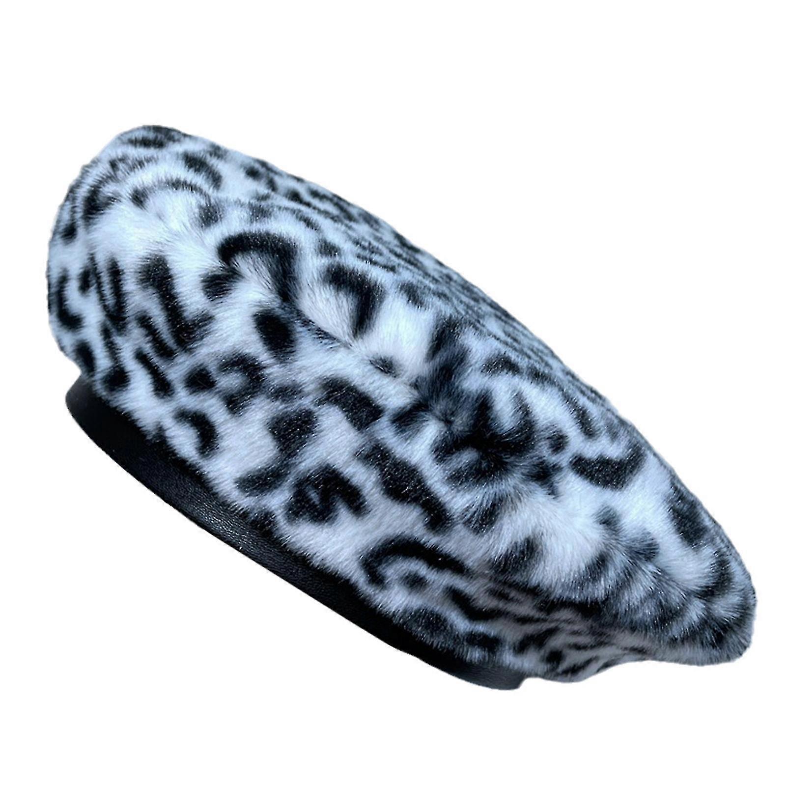 Niche Zebra/ Leopard Print Octagonal Cap Plush Beret Wild Gift For Girlfriend