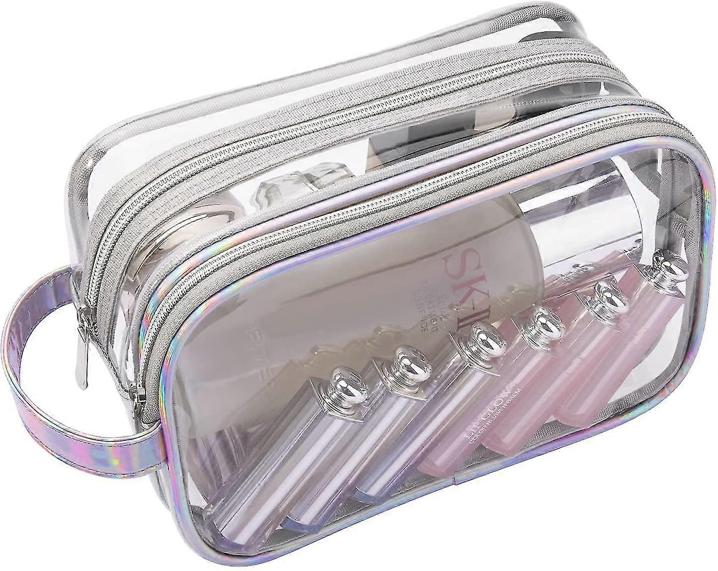 Clear Toiletry Make-up Tas, 2 Laag Clear Make-up Pouch voor reizen