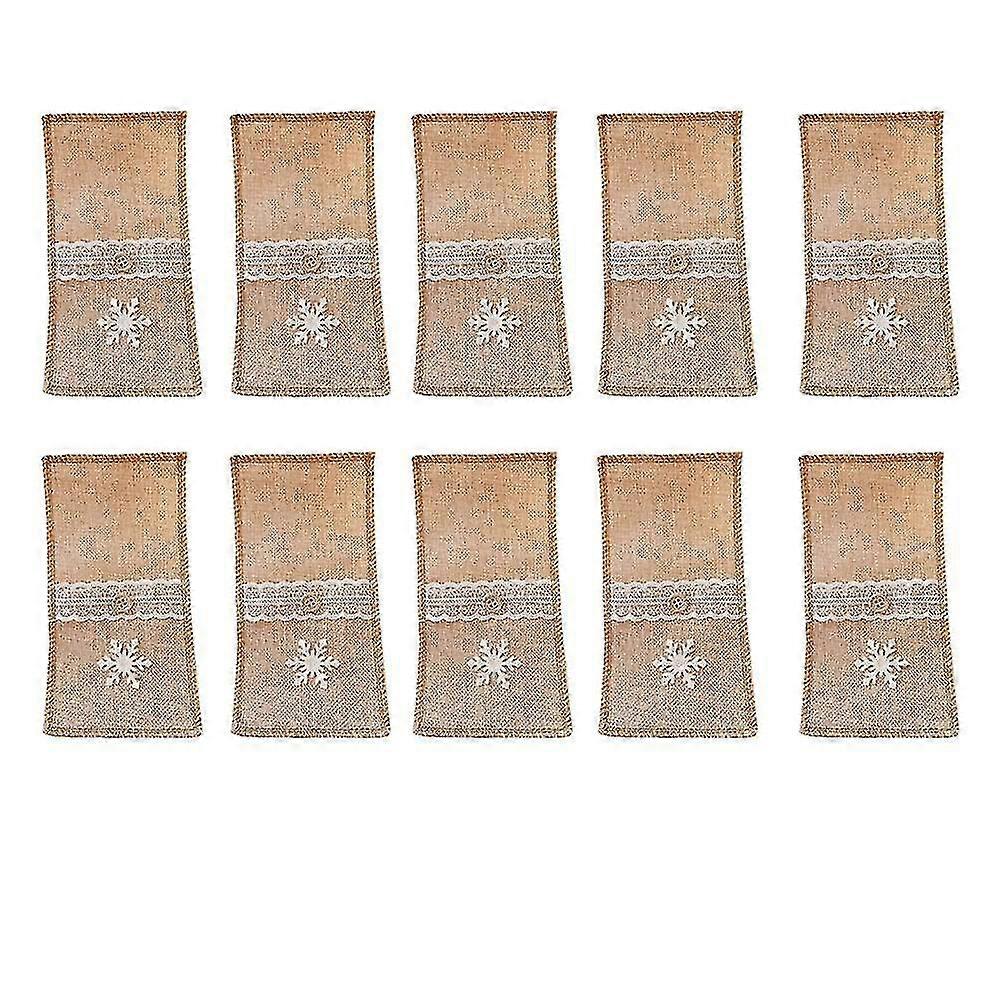 Set Of 10 Reusable Rustic Utensil Holder Pouch For Table Setting