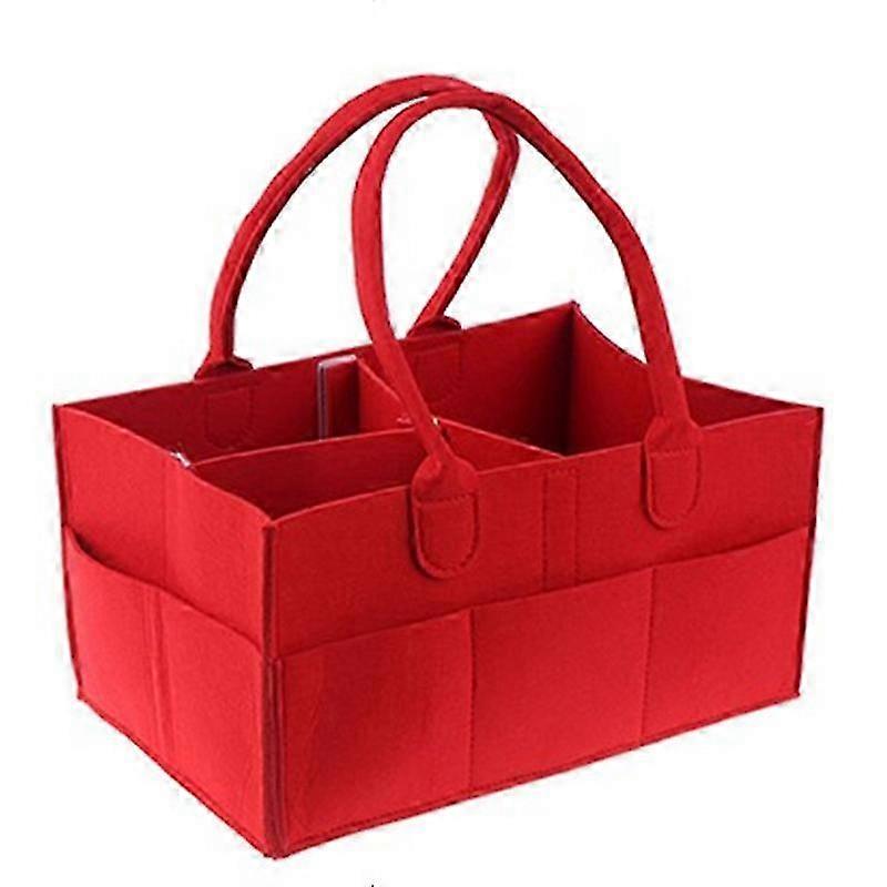 Portable Diaper Storage Bag, Felt Storage Box, 33*23*18cm, Red