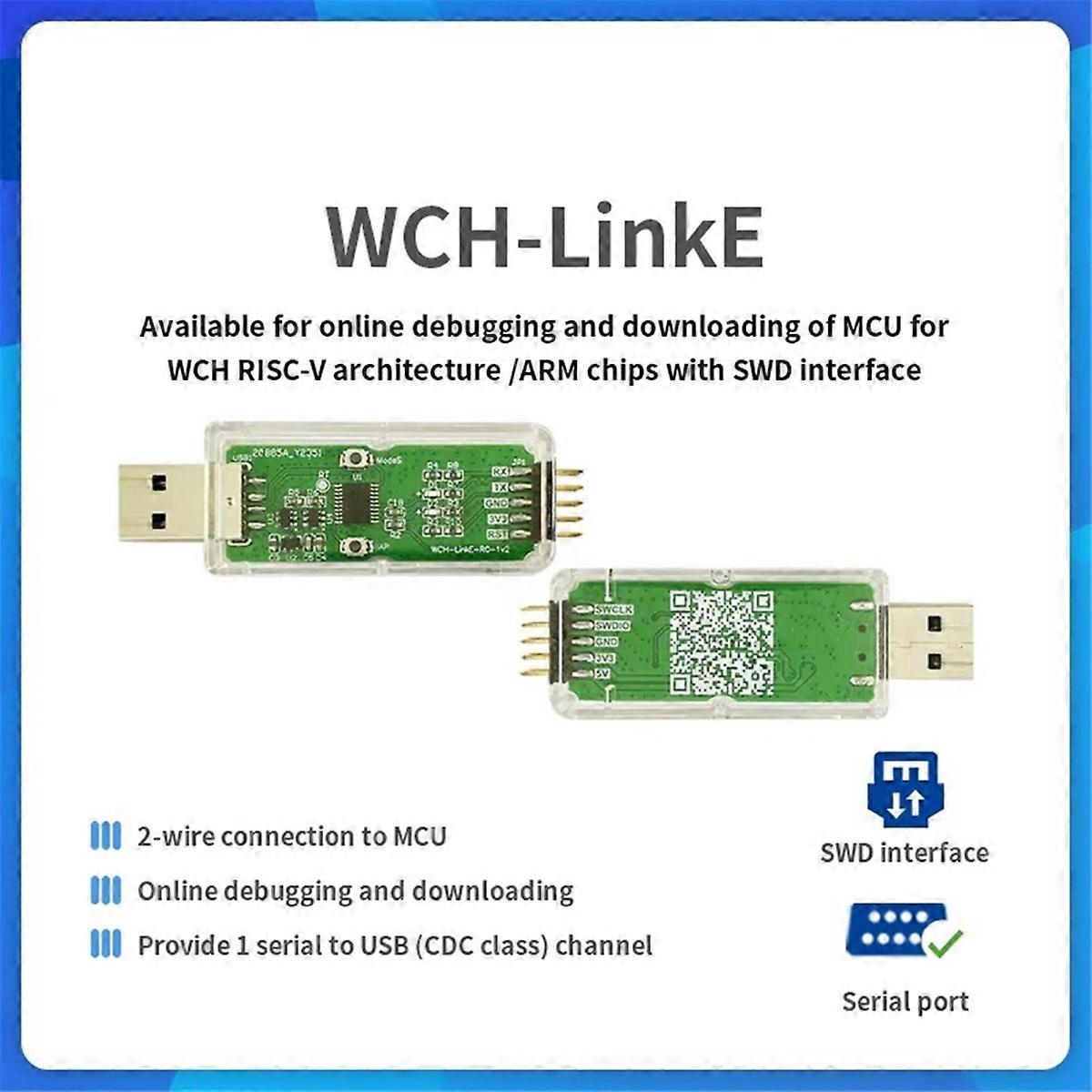 2Pcs WCH-LinkE Online Download Debugger Support WCH RISC-V Architecture MCU/SWD Interface 1 Serial
