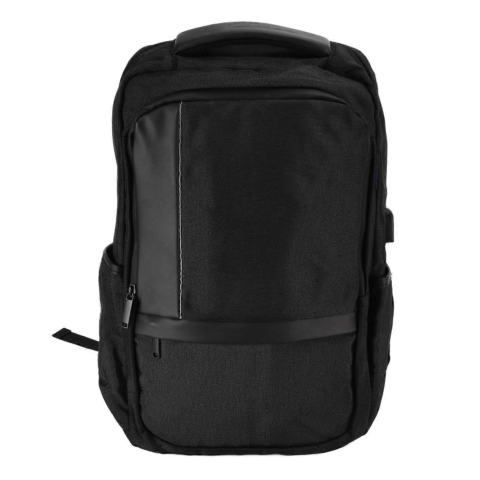 Black Backpack: External USB Interface with Large Capacity for Men and Women