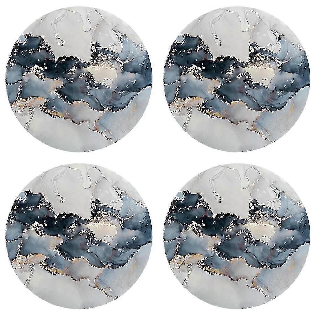 Marble Pattern Coasters - Round Drinks Absorbent Stone Coaster Set With Ceramic Stone And Cork Base