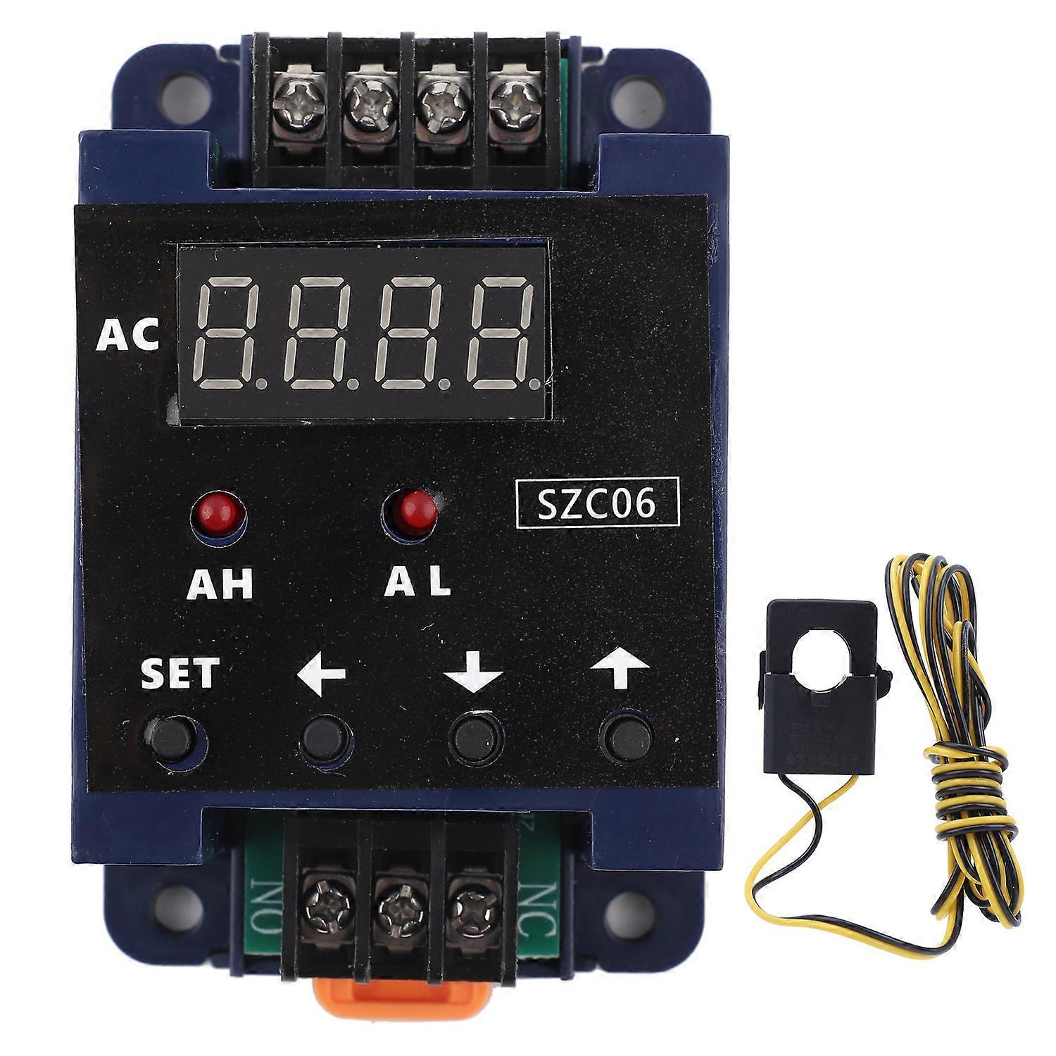 SZC06 DC8‑35V AC Digital Ammeter 0.3‑50A Measure Range Upper Lower Limit Alarm Delay Relay Detection