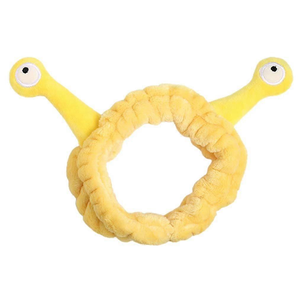Women Girls Wash Face Plush Headband Funny Cartoon Snail Antenna Eyes Elastic Hair Band Candy Color Makeup Turban Bandana