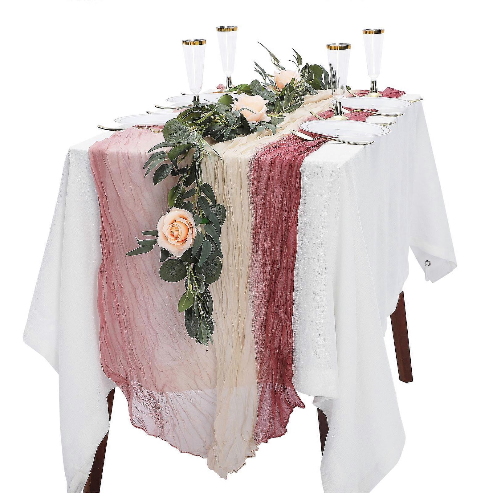 (Pink tie-dye specifications: 90*180cm) New pleated cloth table runner