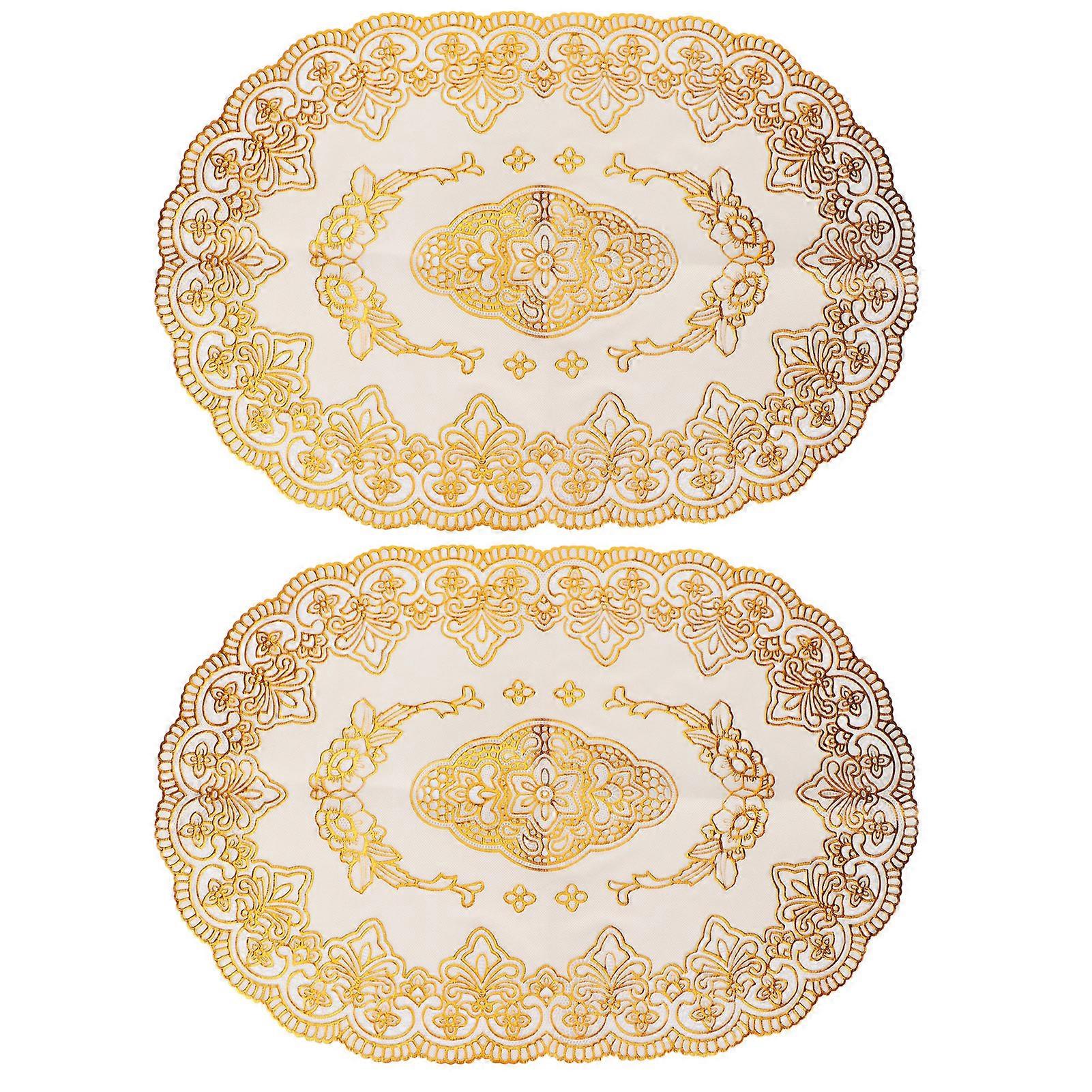 2Pcs PVC Table Mats, Gold Coasters for Kitchen and Wedding