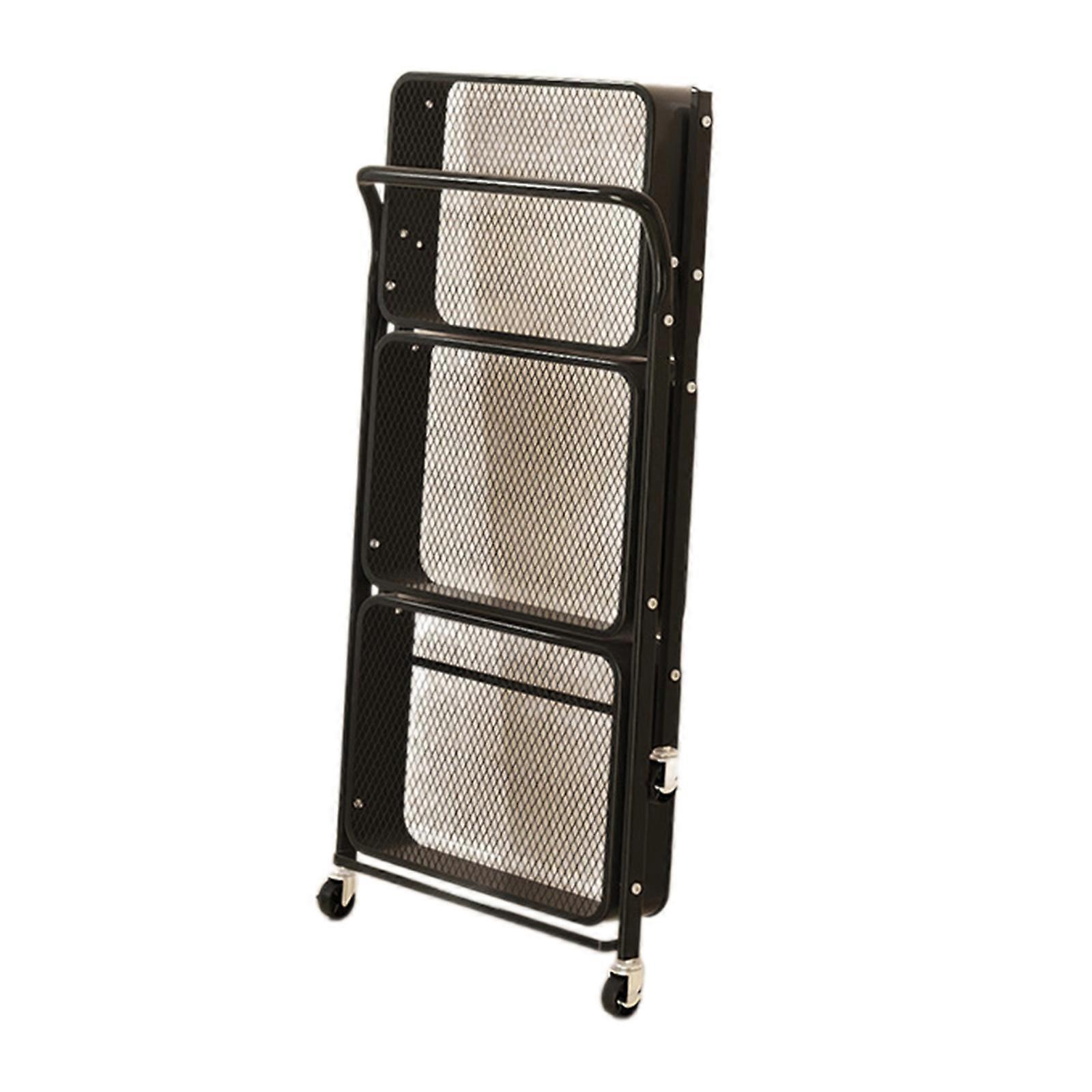 Effective Folding Cart With Handle Multipurpose Foldable Push Cart with Armrest Stable Carbon Steel Storage Rack  Black