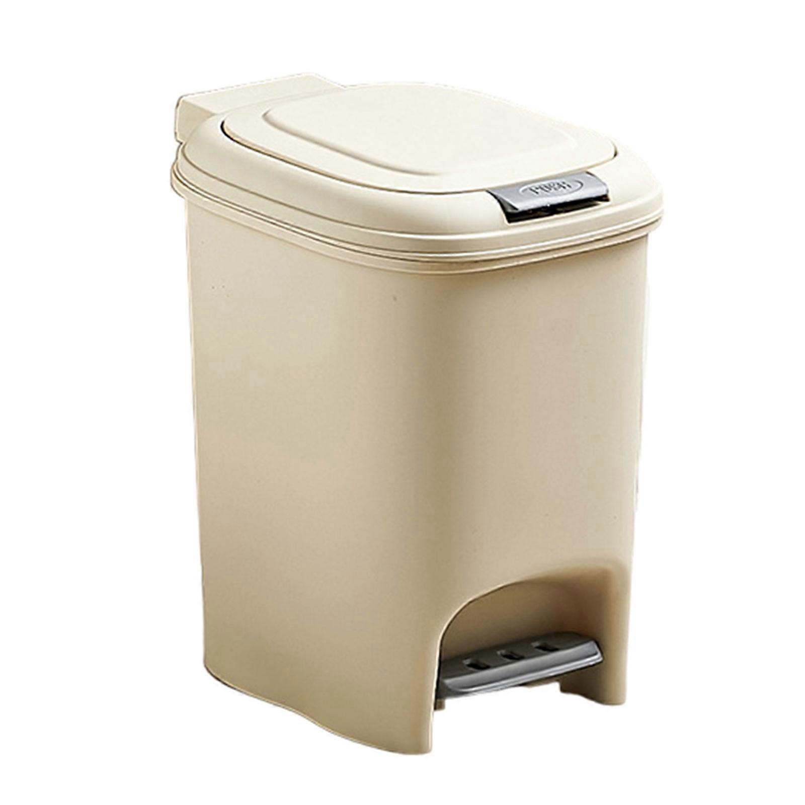 Cream White 8L 10L 15L Foot Press Operated Double Opening Trash Can for Easy Waste Sorting Home and Office Cream White