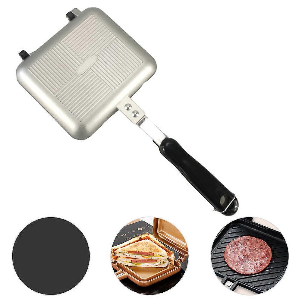 Double-sided Aluminum Frying Pan, Double-sided Sandwich Grill with Handle, Non-stick Frying Pan, Toast Pan