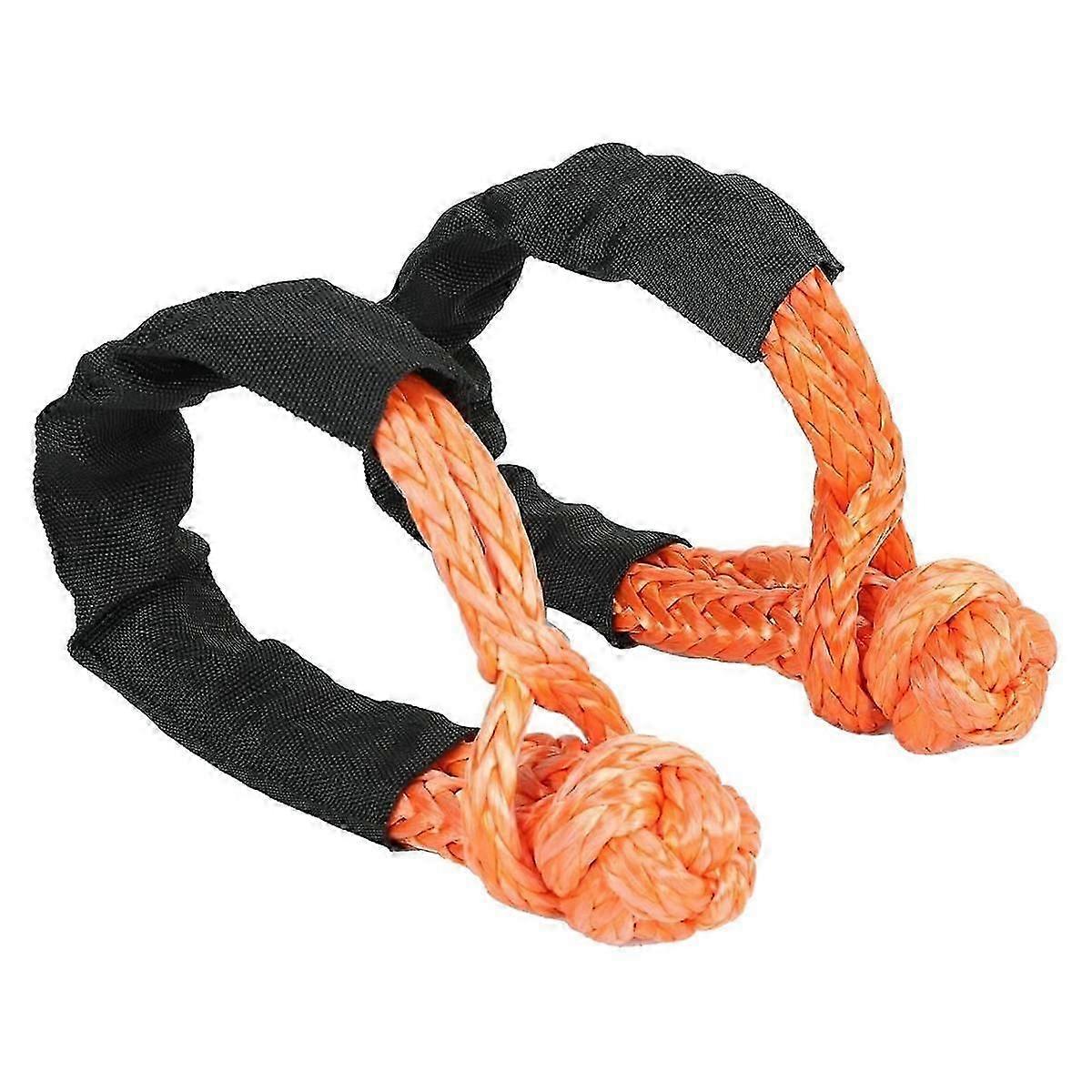 2PCS Orange 1/2Inch X 22Inch Soft and Loop Rope Synthetic Traction Strap 43000LBS Breaking Power