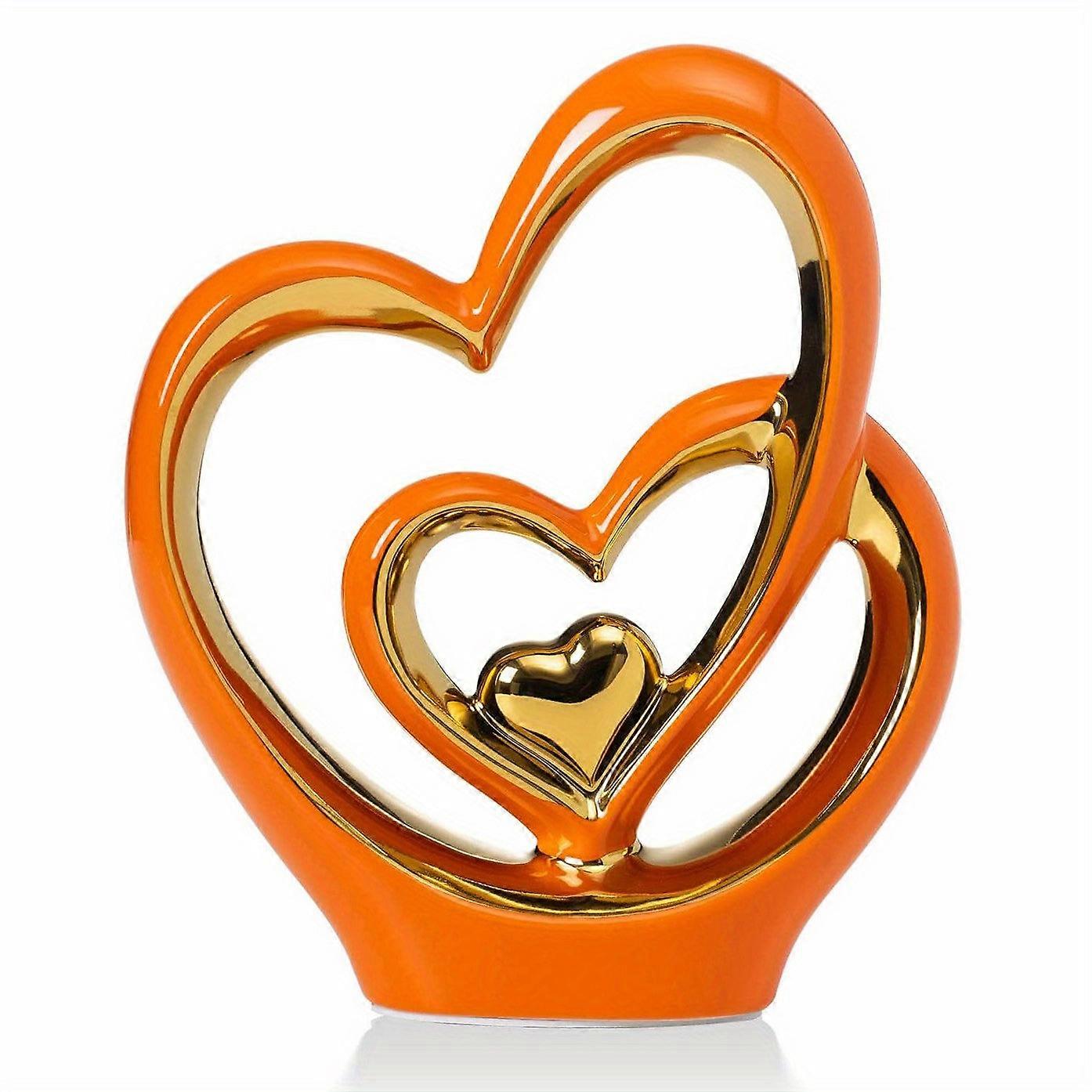 Nnetm Porcelain Double Heart Home Decor For Couples
