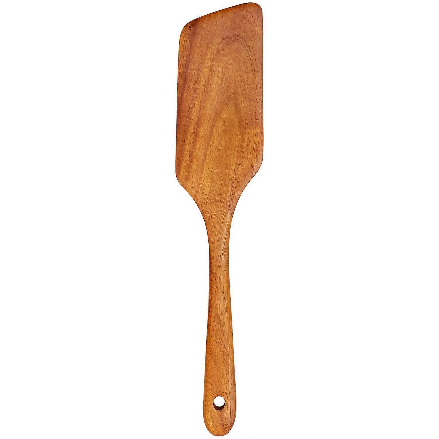Angled Teak Wood Spatula for Non-Stick Cookware