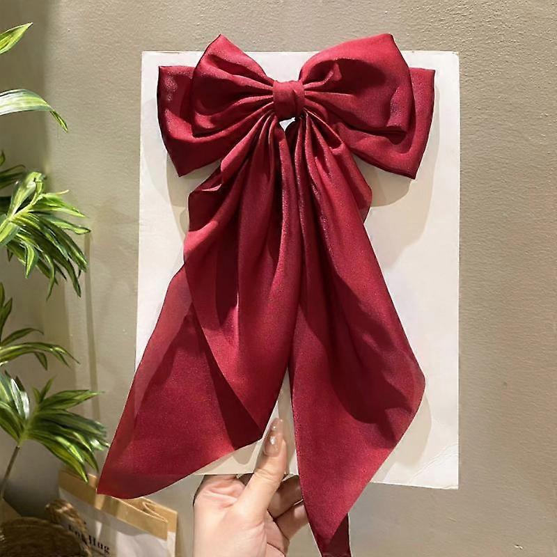 Elegancka spinka do włosów z kokardką dla kobiet Moda Solidna Satynowa Wiosna Klip Prosta opaska do włosów z klipsami Akcesoria do włosów dla dziewczynek